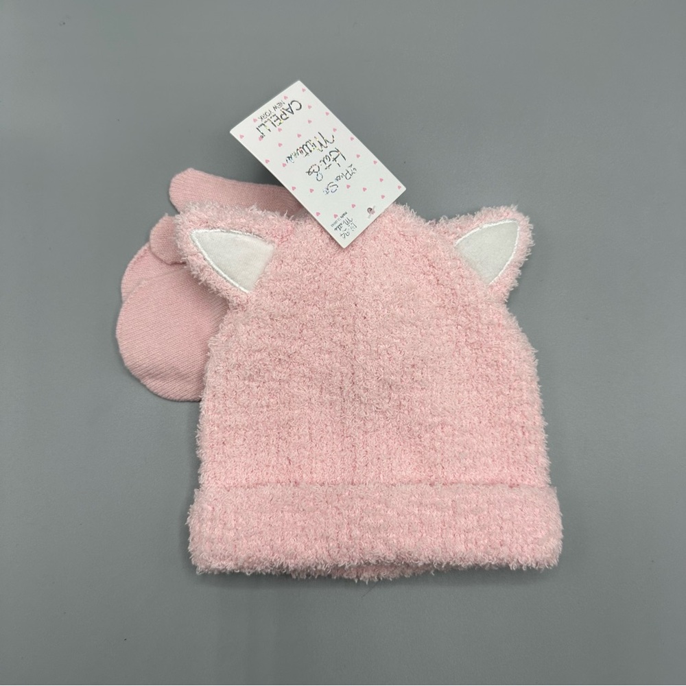 Capelli New York Soft Kitty Winter Hat Mittens Set Size 12-24M Pink